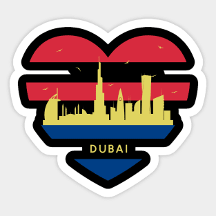 City Skyline cityscape Heart Shape Birds Flying Dubai Sticker